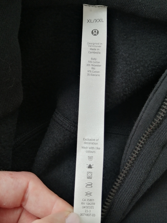 Lululemon Scuba Oversized Full Zip Hoodie Black Cropped Boxy Fit XL/XXL - Picture 11 of 15